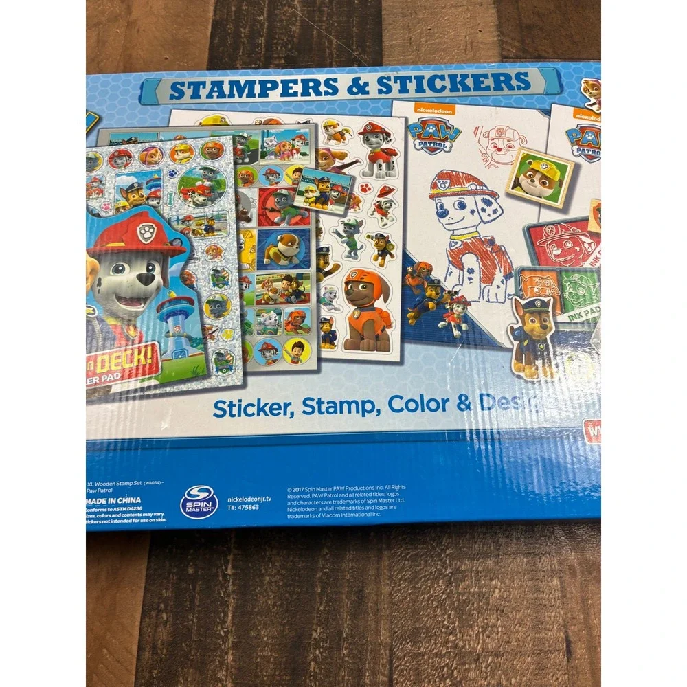 Paw Patrol All Paws On Deck Wooden Stamp and Sticker Activity Set Bendon NEW